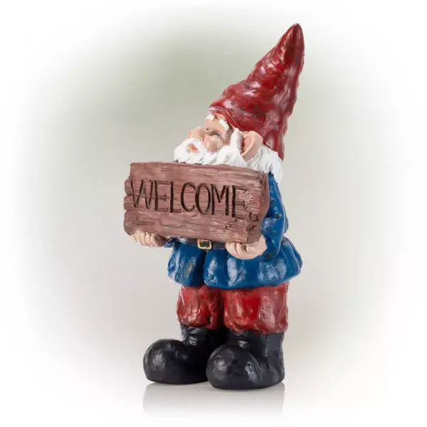 Alpine 22" Welcome Sign Magnesium Oxide Gnome Statue