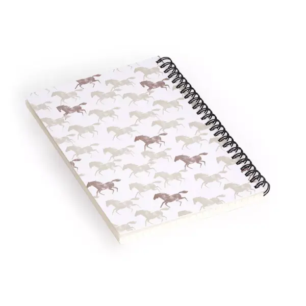 Little Arrow Design Co Wild Horses Tan Spiral Notebook - Deny Designs