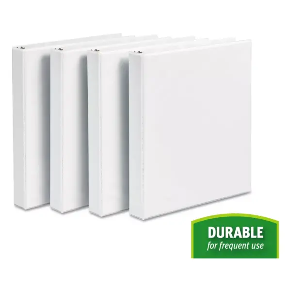 Avery Durable View Binder with DuraHinge and Slant Rings 1" White 4/Pack 17575