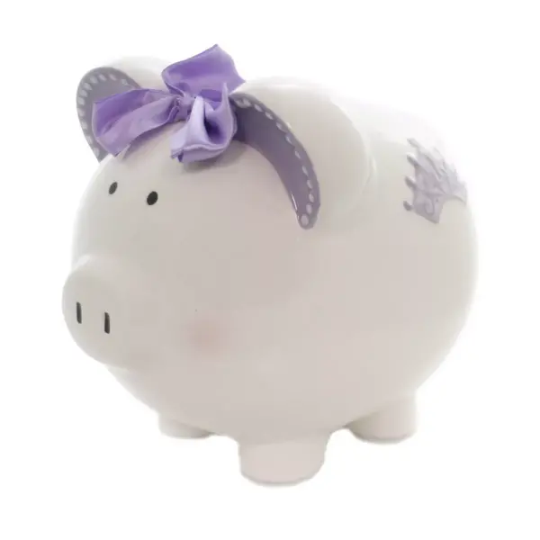 Bank 7.5" Lavendar Fairytail Piggy Bank Castle Save  -  Decorative Banks