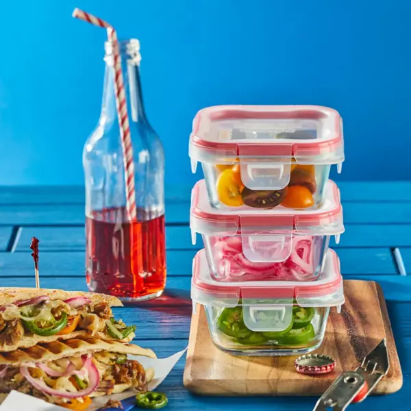 Pyrex Freshlock 6pc 1 Cup Square Glass Value Pack Set