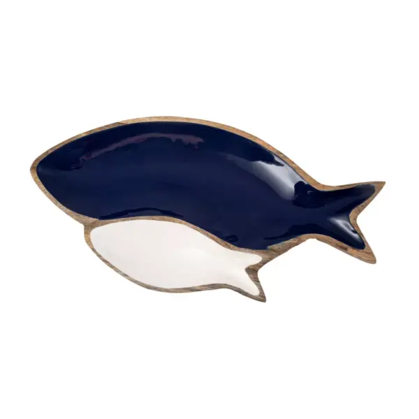 121oz Mango Wood Fish Serving Dish Blue - Thirstystone