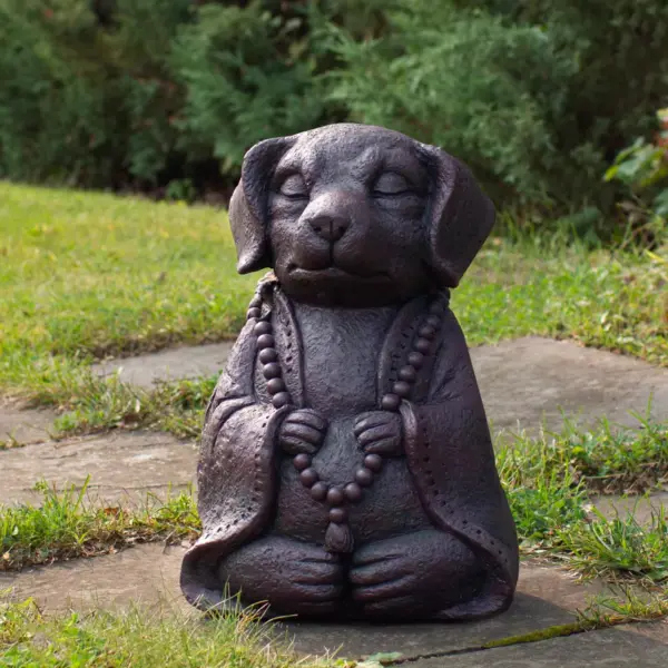 Northlight 17" Dark Gray Meditating Buddha Dog Outdoor Garden Statue