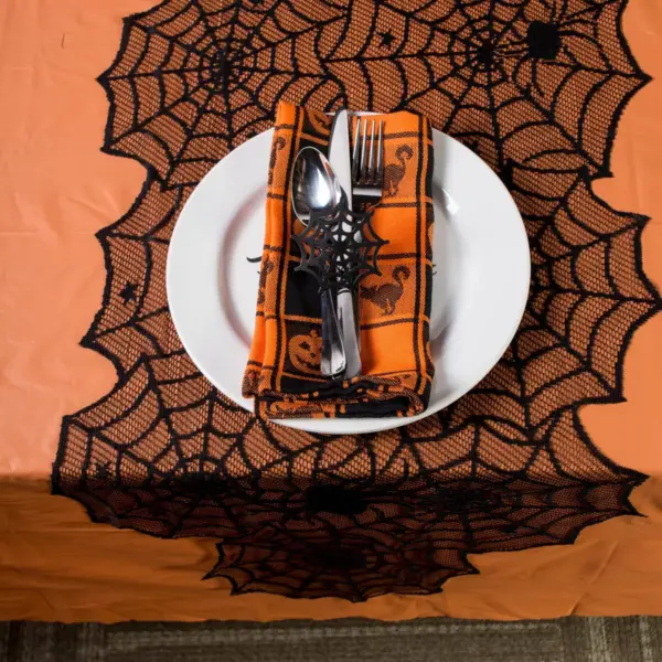 Halloween Lace Table Runner Black - Design Imports