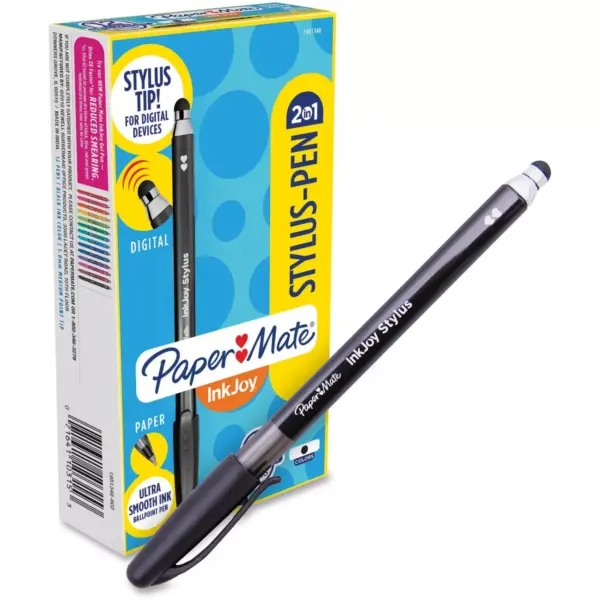 Paper Mate InkJoy 100 Stick Stylus Ballpoint Pens 1mm Black Dozen 1951348