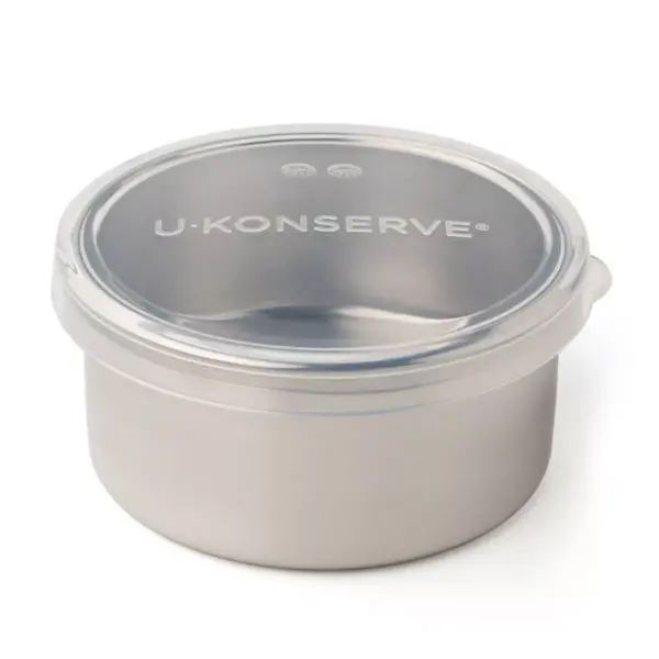 U-Konserve Stainless Steel Food-Storage Container Round 16oz - Clear Silicone Lid