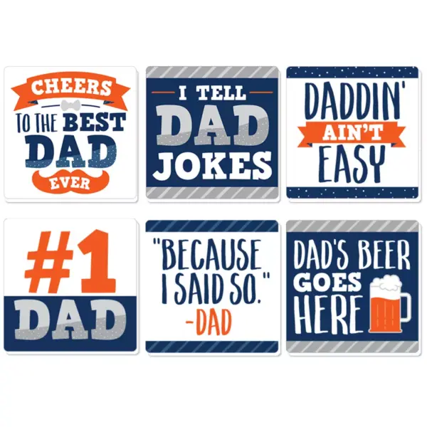 Big Dot of Happiness Happy Father's Day - Funny We Love Dad Party Decorations - Drink Coasters - Set of 6