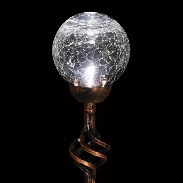 31" Solar Resin/Glass Crackle Ball Finial Garden Stake Bronze - Exhart