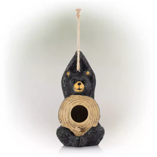 10" Polyresin Bear Birdhouse Black/Brown - Alpine Corporation