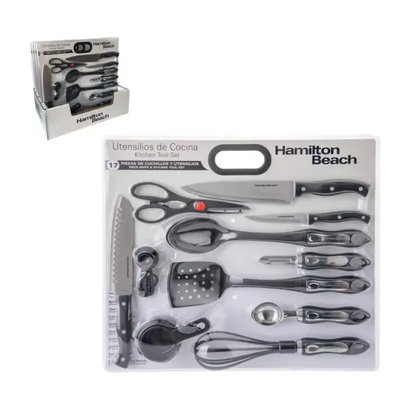 Hamilton Beach 17pc Kitchen Tool Set - Black/Silver