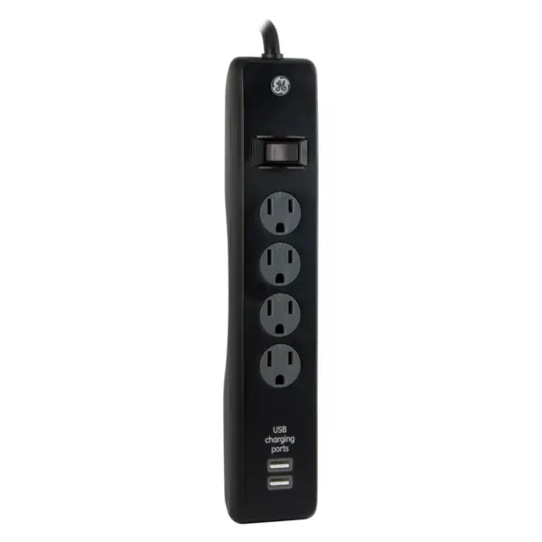 General Electric 4 Outlet Surge Protector Power Strip With 2 USB Ports