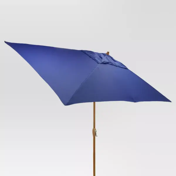 9.68' x 9.68' Rectangle Umbrella - Cobalt - Medium Wood Finish - Threshold™