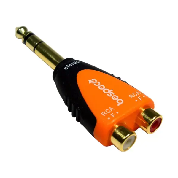 Bespeco SLAD370 1/4" Stereo Male to 2 RCA Female 24K Gold-Plated Adapter%3Cbr%3E