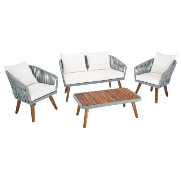 Ransin 4pc Living Set - Gray/Beige/Natural - Safavieh