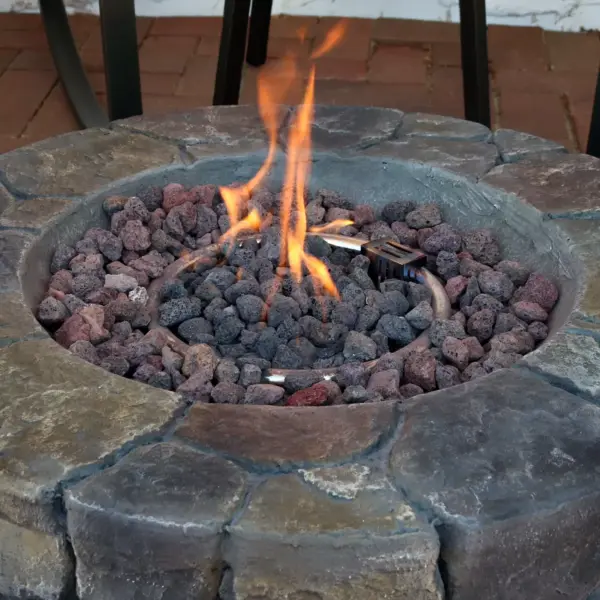 Sunnydaze Outdoor Cast Stone Propane Gas Fire Pit Heater Kit with Lava Rocks - 30" Diameter