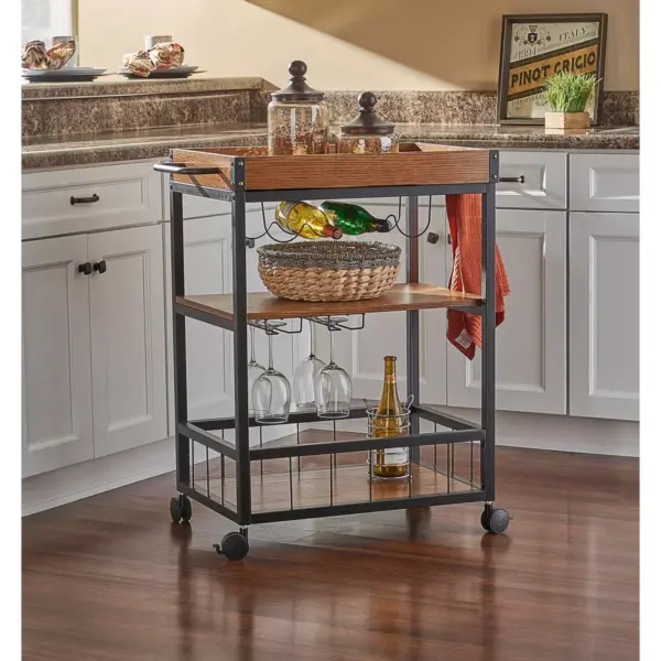 Austin Kitchen Cart Metal/Wood - Linon