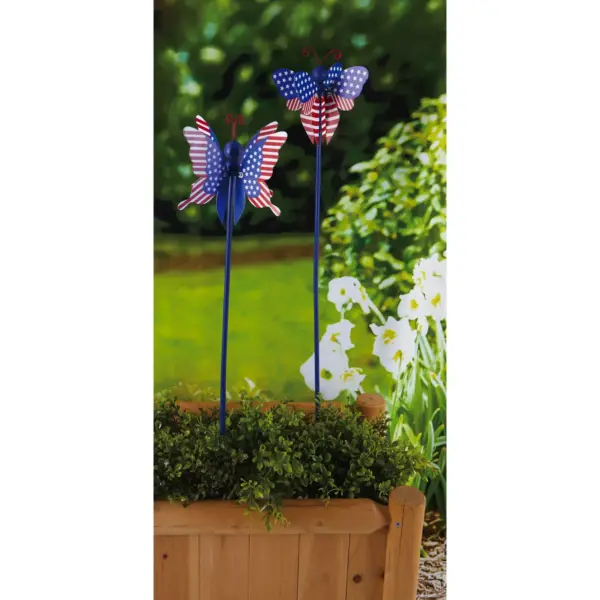 Evergreen Flag  Beautiful Dragonfly Americana Spinning Garden Stake - 6 x 6 x 28 Inches Homegoods and Decorations for Every Space