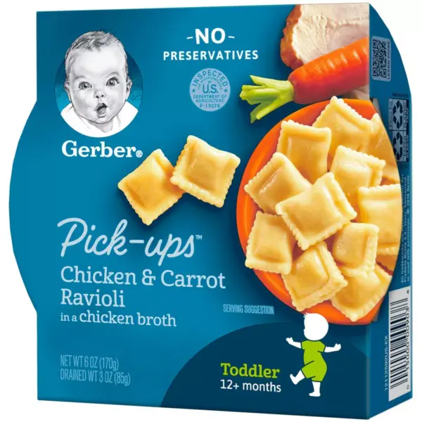 Gerber Toddler Pasta Pick-Ups Chicken & Carrot Ravioli Baby Meals - 6oz