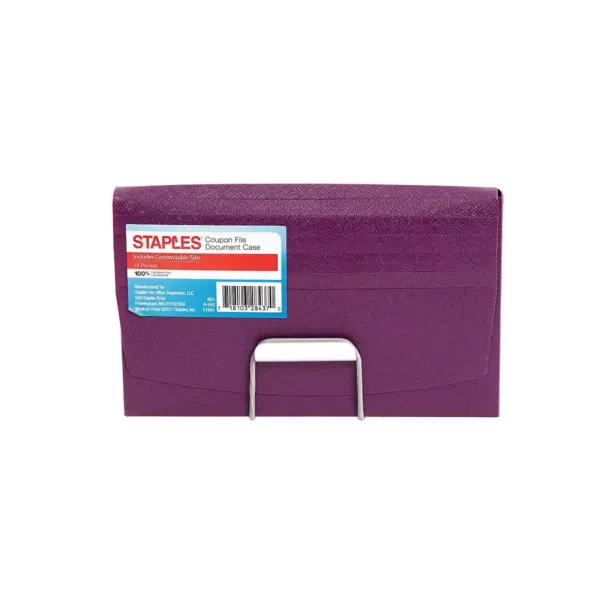 Staples Plastic Coupon Organizer with 1/2" Document CS Assorted Colors(51804) TR51804/51804