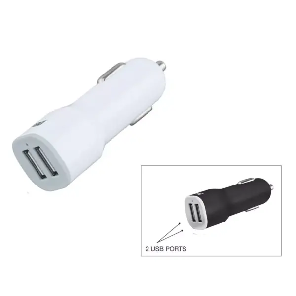 Naxa 5 Watt 1 Amp Dual USB Car Charger in White