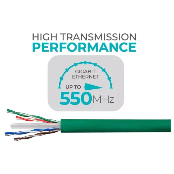 Monoprice Cat6 Ethernet Bulk Cable - 250 Feet - Green | Network Internet Cord - Solid, 500Mhz, UTP, CMR, Riser Rated, Pure Bare Copper Wire, 23AWG