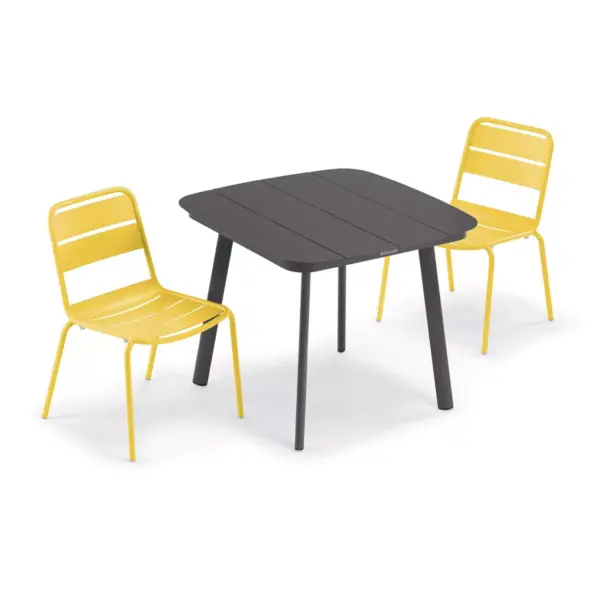 Eiland 3pc Patio Set with 36" Square Table & Kapri Side Chairs - Saffron - Oxford Garden