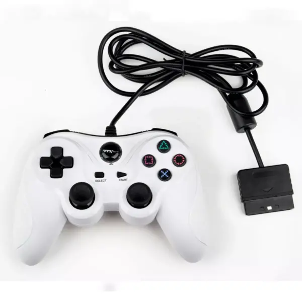 TTX Tech Analog Wired Controller Compatible with PlayStation 2/PlayStation 1, White