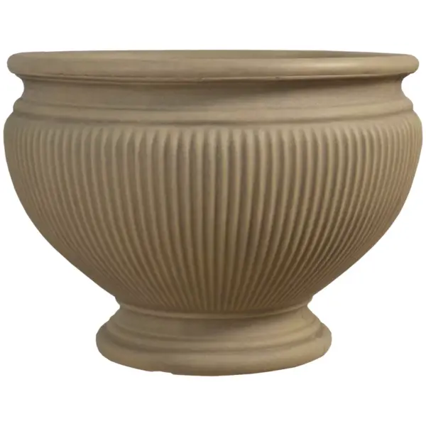 Sunnydaze Indoor/Outdoor Patio, Garden, or Porch Weather-Resistant Double-Walled Elizabeth Ribbed Urn Flower Pot Planter - 16" - Beige