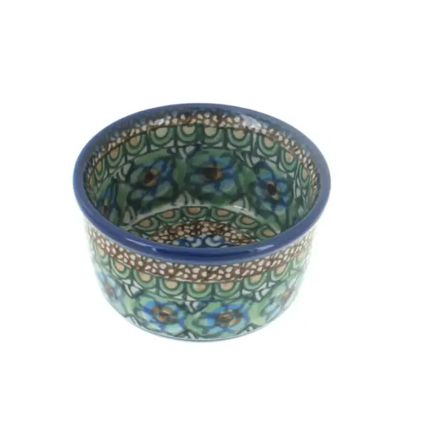 Blue Rose Polish Pottery Mardi Gras Small Deep Ramekin