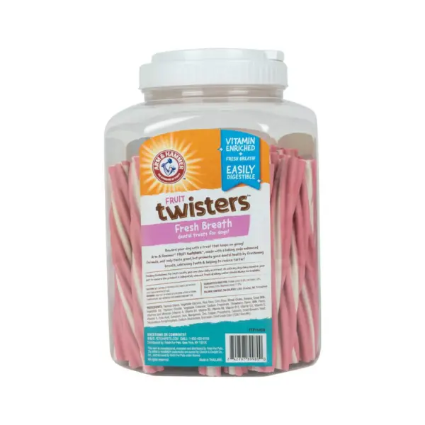 Arm & Hammer Fruit Twisters Strawberry Flavor Dental Dog Treats - 57ct