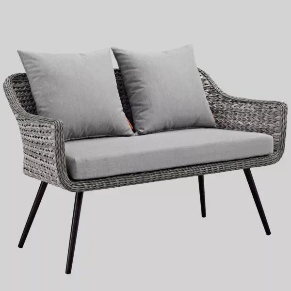 Endeavor 3pc Outdoor Patio Wicker Rattan Loveseat & Armchair Set - Gray - Modway