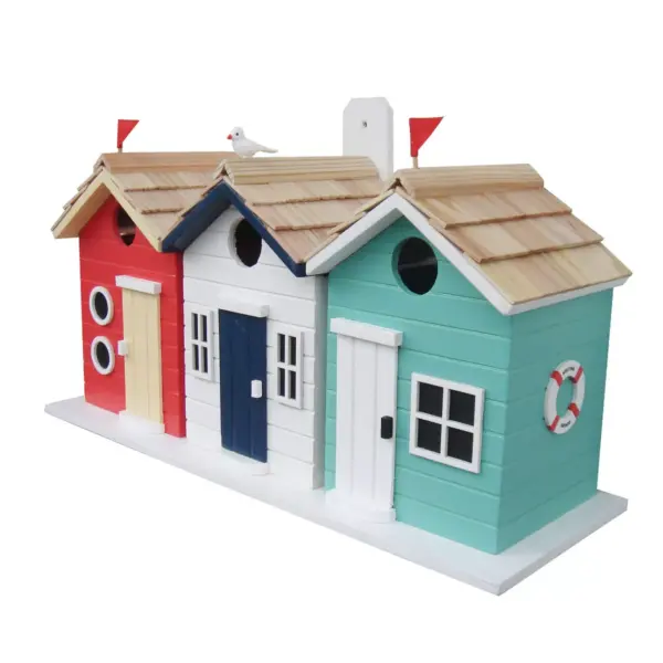 Home Bazaar Brighton Beach Huts Outdoor Wooden Decorative Hanging Box Birdhouse