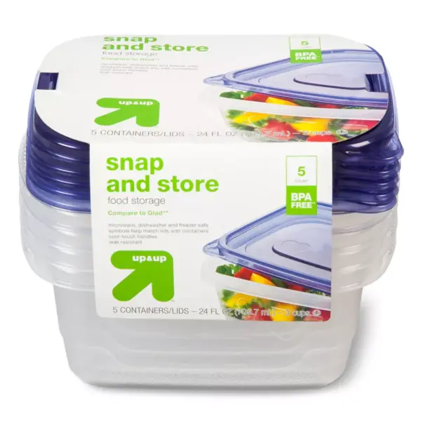 Snap and Store Small Rectangle Food Storage Container - 5ct/24 fl oz - up & up™