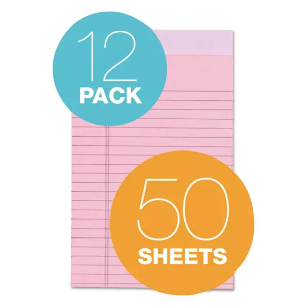 Tops Prism Plus Colored Legal Pads 5 x 8 Pink 50 Sheets Dozen 63050