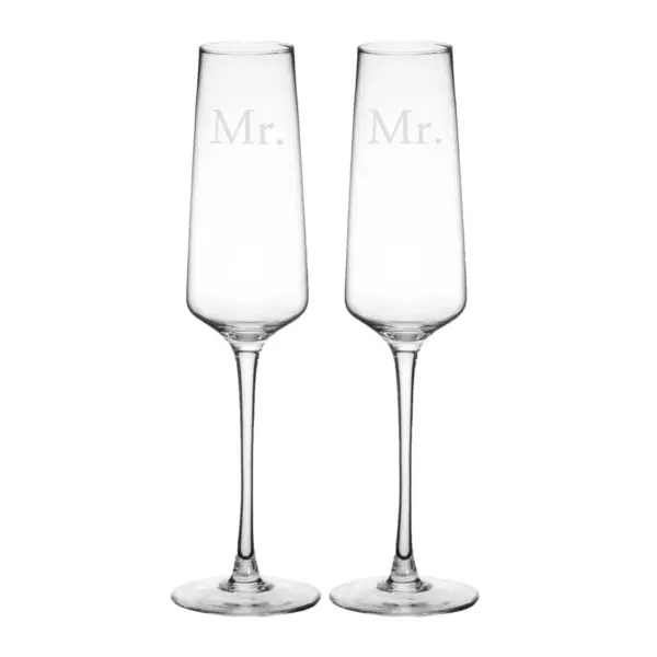 9.5oz "Mr. and Mr" Wedding Champagne Estate Glasses