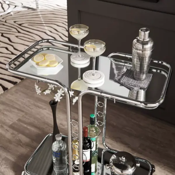 Ripley Chrome Finish Bar Cart Silver - Inspire Q