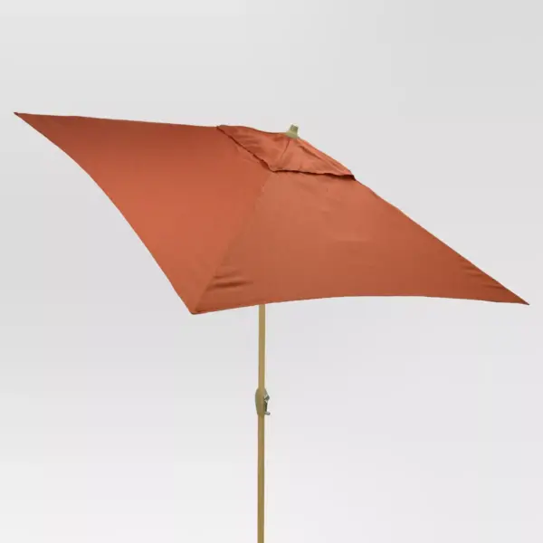 6.5' x 6.5' Square Umbrella - Orange - Light Wood Finish - Threshold™