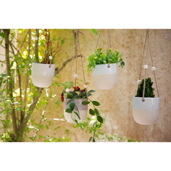 Set of 4 4" x 4" Hanging Stoneware Planters - 3R Studios