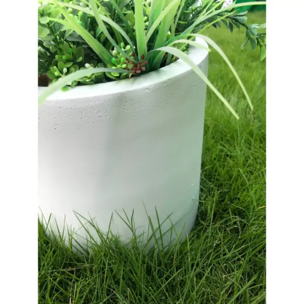 Set of 3 Kante Lightweight Concrete Modern Cylinder Outdoor Planters Pure White - Rosemead Home & Garden, Inc.