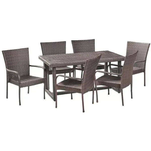 Melville 7pc Wicker Dining Set - Brown - Christopher Knight Home