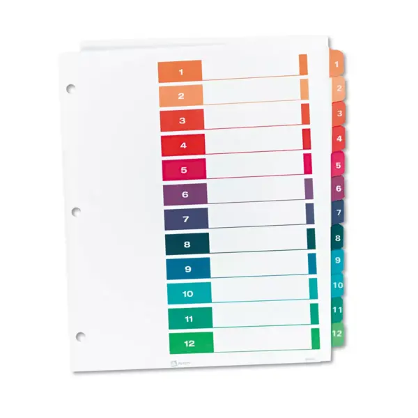 Avery Ready Index Customizable Table of Contents Multicolor Dividers 12-Tab Letter 11141