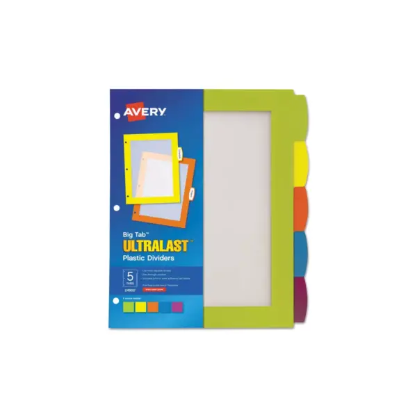 Avery Big Tab Ultralast Plastic Dividers Multicolor 5-Tab 8 1/2 x 11 24900