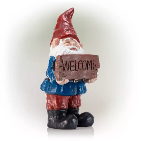 Alpine 22" Welcome Sign Magnesium Oxide Gnome Statue