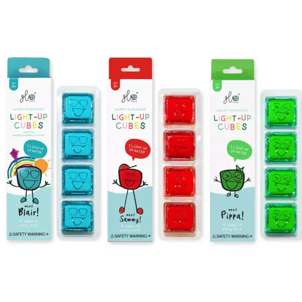 Glo Pals Light Up Water Cubes  - 12 Cubes of Red, Green & Blue