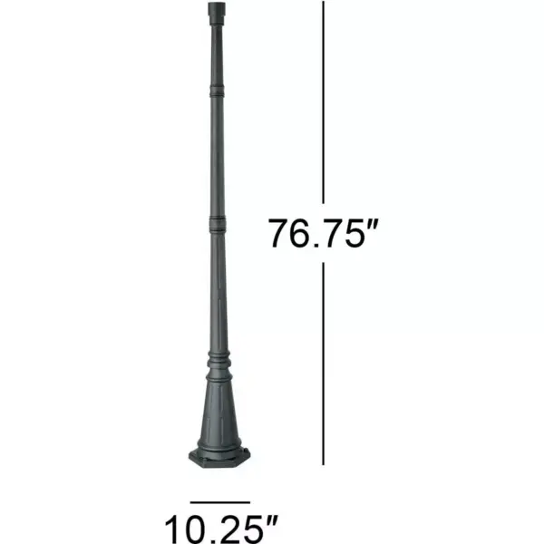 John Timberland Outdoor Post and Cap Base Black Iron Pole 76 3/4" for Exterior House Porch Yard