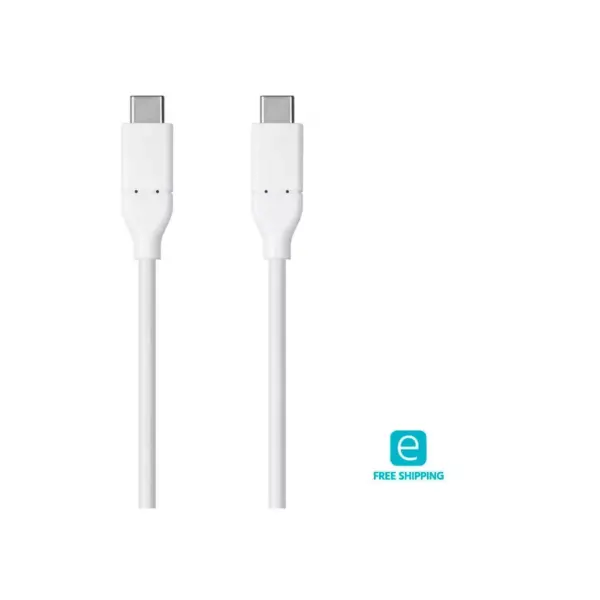 Monoprice USB & Lightning Cable - 0.5 Meter - White | 2.0 USB-C to USB-C 3A 480 Mbps - Select Series