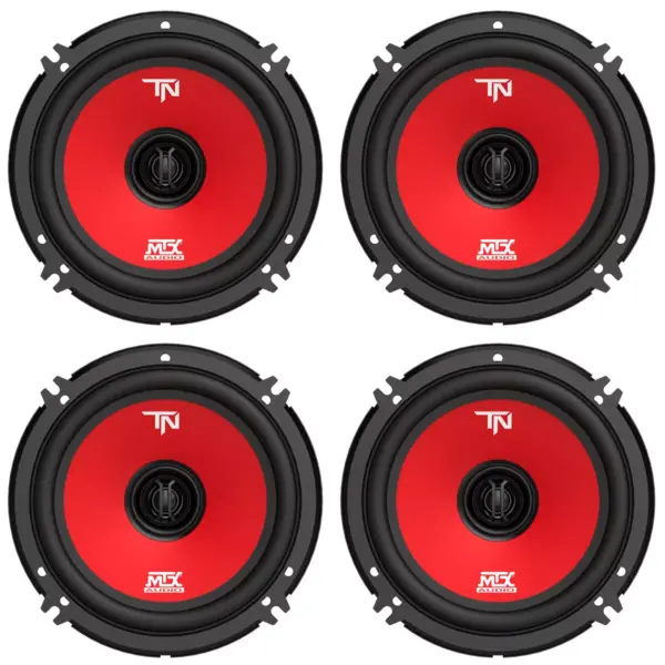 MTX Terminator6 45 Watt RMS 2 Way Polypropylene Coaxial Car Speakers, Pair (4 Pack)