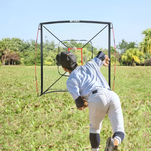 Net Playz 7' x 7' Baseball and Softball Practice Pitching Net - Black