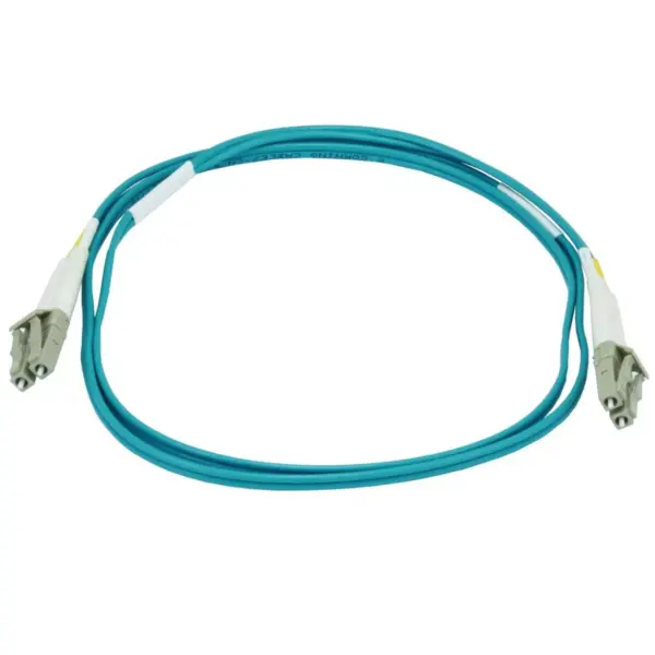 Monoprice Fiber Optic Cable - 1 Meter - Aqua | LC to LC, OM3, 50/125 Type, Multi Mode, 10Gb, Duplex