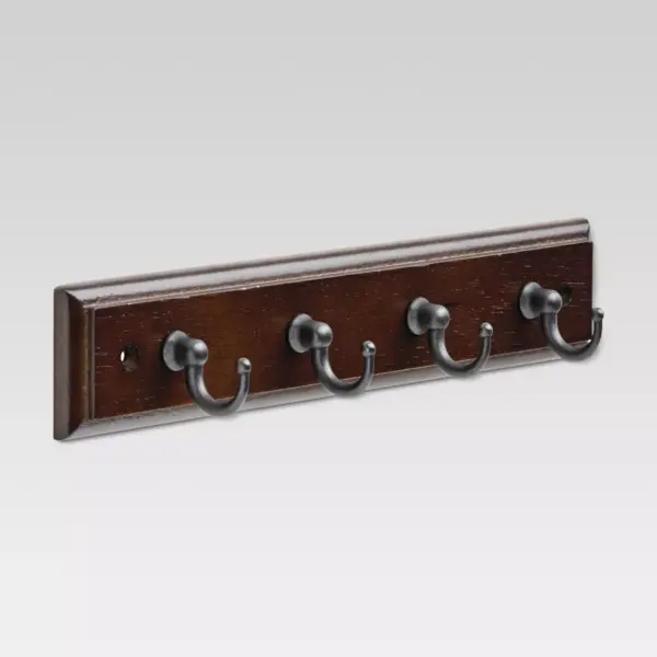 9" Key Rack with 4 Hooks - Cocoa/Soft iron - Threshold™